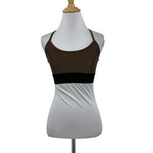 Noli Sports Bra Women S Small Brown Black Band Scoop Neck Racerback Yoga Stretch